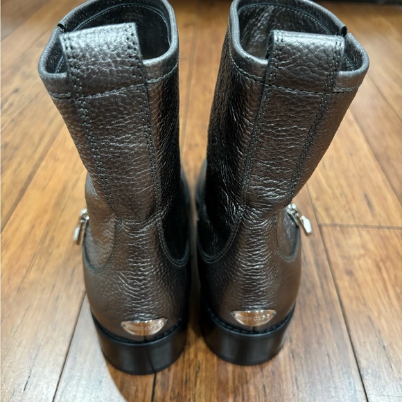 Jimmy Choo Dondo Metallic Grainy Leather Biker Ankle Boot - Picture 6 of 7